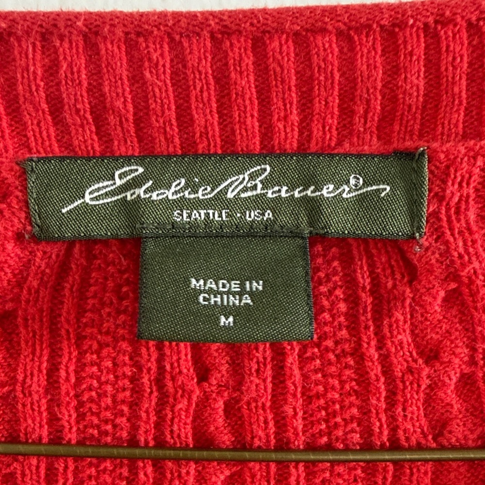 Eddie Bauer Red Ruffle Front Cardigan - Picture 2 of 4